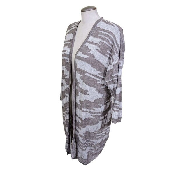 Chicos Easy Wear Women L Taupe Lighweight Open Cardigan Abstract Geometric Print - Picture 5 of 8